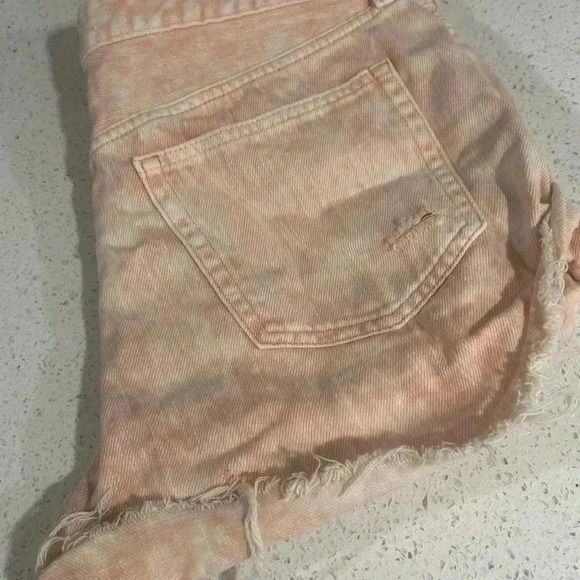 Free People We the Free Bright Orange Romeo Rolled Cutoff Shorts Size 30 EUC - Picture 3 of 4